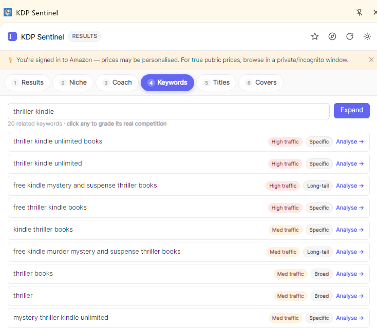 Keyword explorer